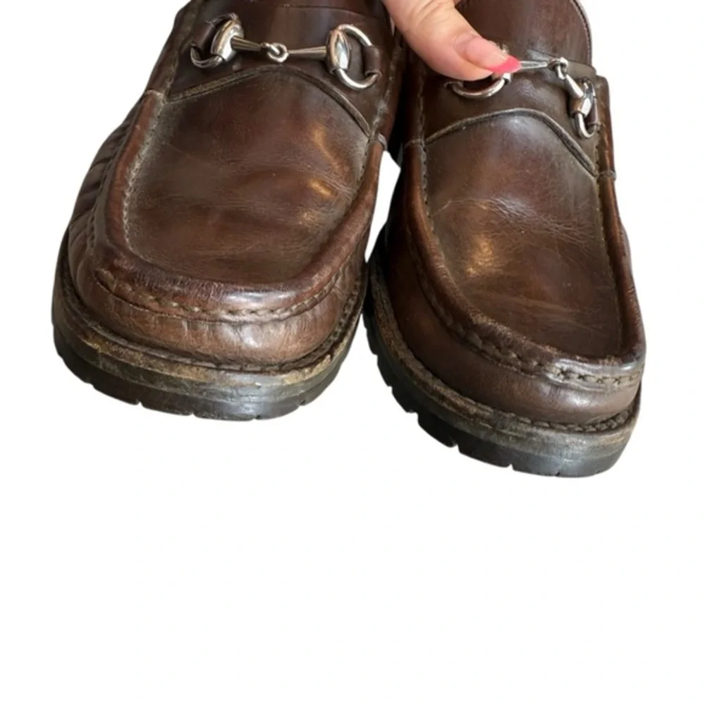 Gucci Men’s 8 Horsebit Loafers Brown Leather Silver Old Money Equestrian Classic